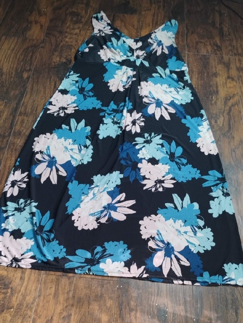 Alfani Black Maxi Skirt with Blue & Light Pink Floral Print